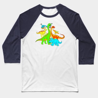 Popular Dinos - Colorful Dinosaur Design for Kids Men Women Baseball T-Shirt